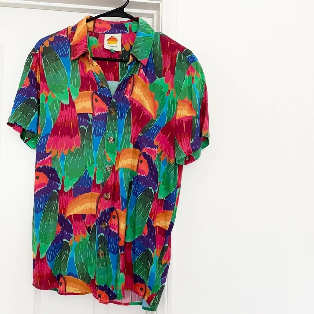 FARM Rio Multicolor Tropical Print Top - Picture 1 of 3